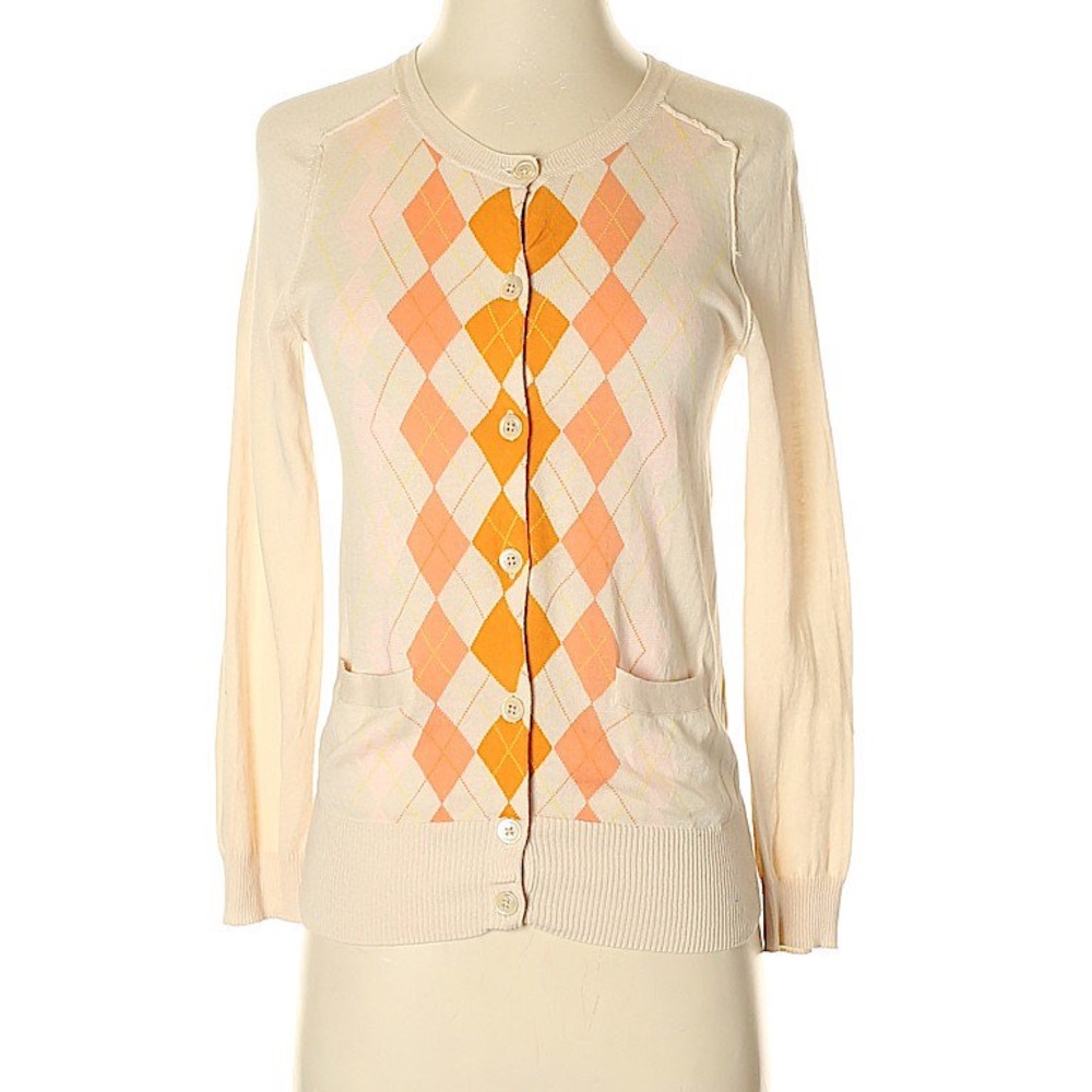 J. Crew Argyle Cardigan Sweater | M